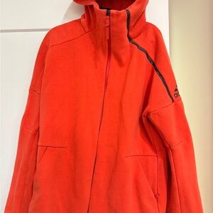 Adidas Orange Hooded Training Jacket Large